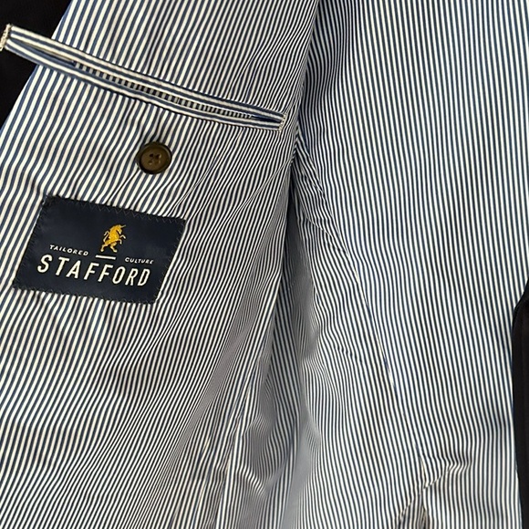 Men’s Stafford Navy blue sport coat  size 48R - Picture 5 of 8